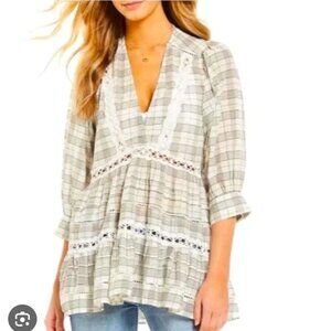 Free People Time Out Eyelet 3/4 Sleeves Tunic